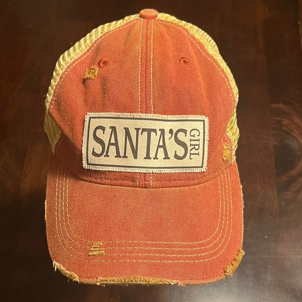 Santa's Girl Distressed Style Cap